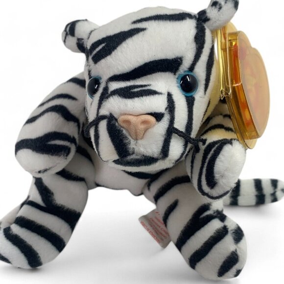 TY Beanie Babies Blizzard White Tiger 8" Plush Toy Collectible 1996 NWT - Picture 6 of 6